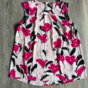 Vince Camuto Pink and Black Floral Blouse